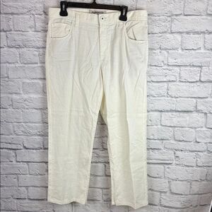 Alberto Men's Light Cream Chinos Linen Stretch 34x34